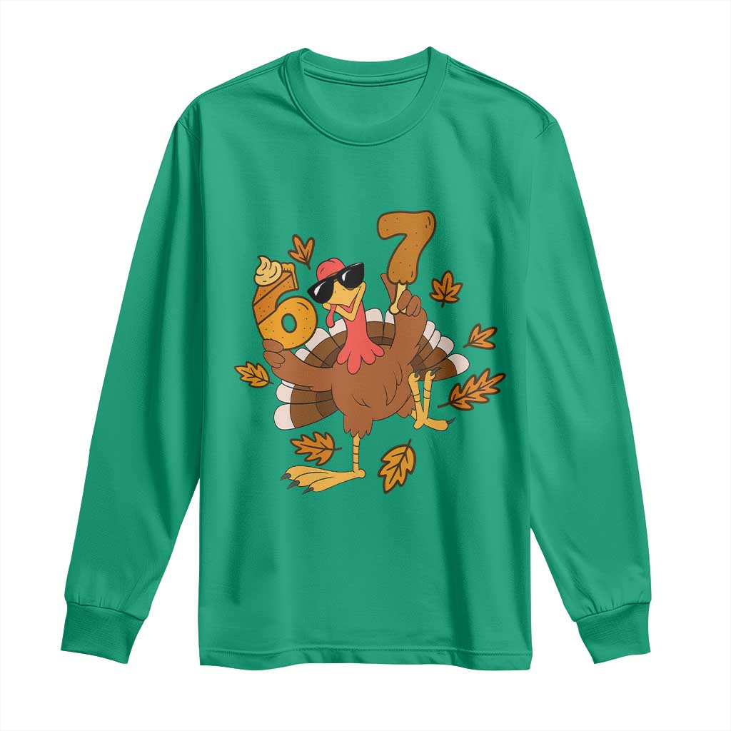 Trending Six Seven Meme Turkey Long Sleeve Shirt Funny Thanksgiving Gift - Wonder Print Shop