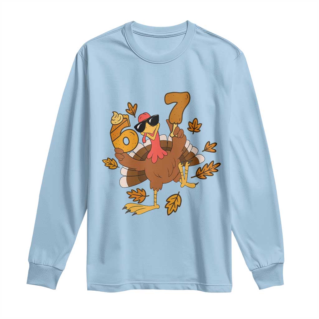 Trending Six Seven Meme Turkey Long Sleeve Shirt Funny Thanksgiving Gift - Wonder Print Shop