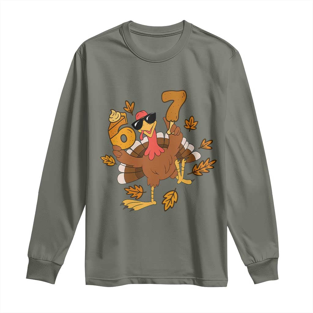 Trending Six Seven Meme Turkey Long Sleeve Shirt Funny Thanksgiving Gift - Wonder Print Shop