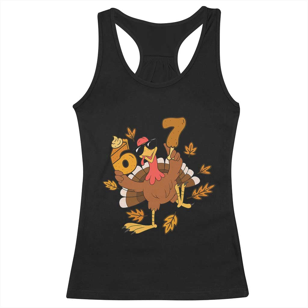 Trending Six Seven Meme Turkey Racerback Tank Top Funny Thanksgiving Gift - Wonder Print Shop