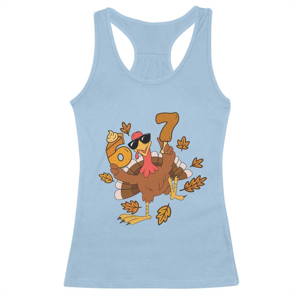 Trending Six Seven Meme Turkey Racerback Tank Top Funny Thanksgiving Gift - Wonder Print Shop
