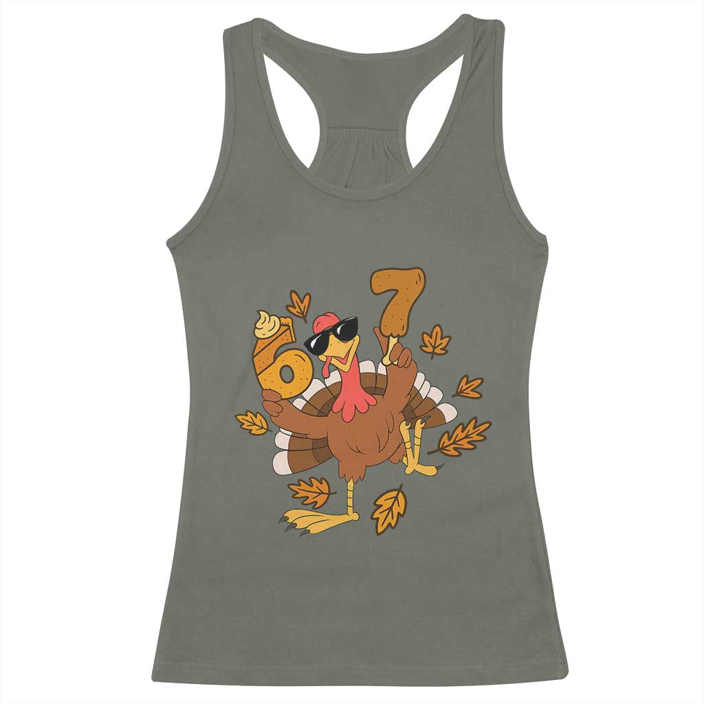 Trending Six Seven Meme Turkey Racerback Tank Top Funny Thanksgiving Gift - Wonder Print Shop