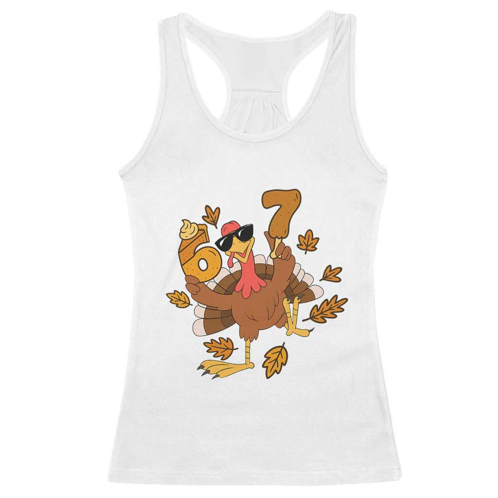 Trending Six Seven Meme Turkey Racerback Tank Top Funny Thanksgiving Gift - Wonder Print Shop