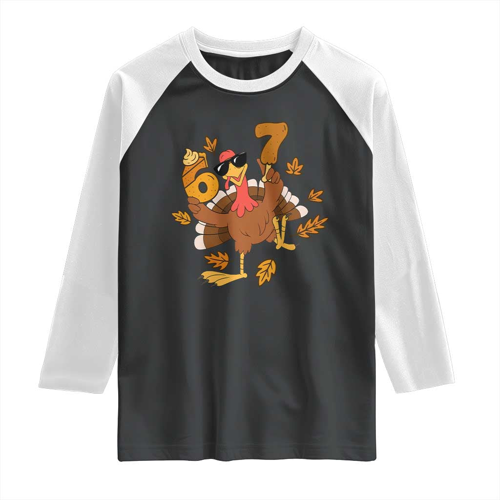 Trending Six Seven Meme Turkey Raglan Shirt Funny Thanksgiving Gift - Wonder Print Shop