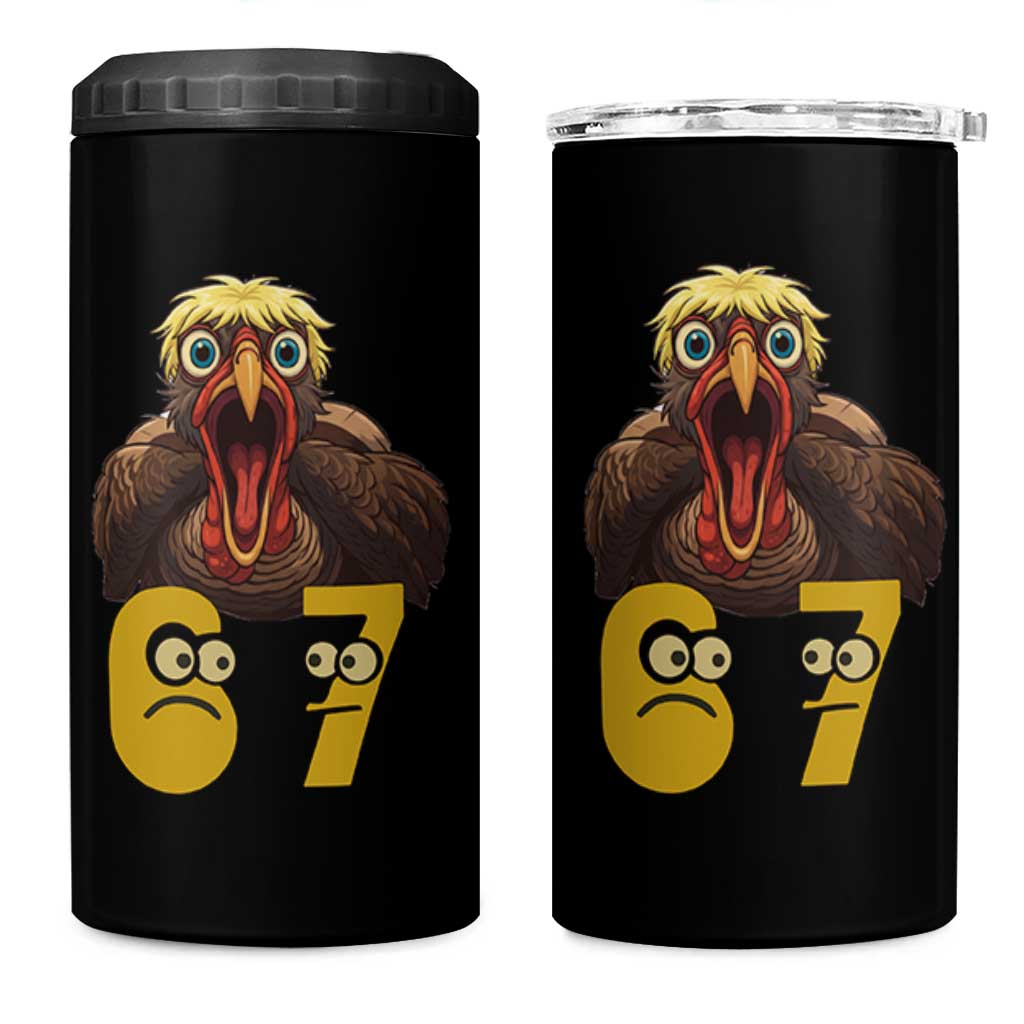 Six Seven Meme Turkey 4 in 1 Can Cooler Tumbler Trending Gen Alpha Thanksgiving Gift - Wonder Print Shop