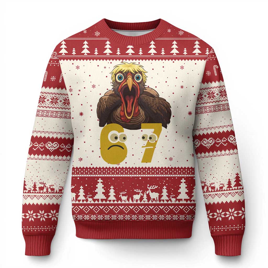 Six Seven Meme Turkey Ugly Christmas Sweater Trending Gen Alpha Thanksgiving Gift - Wonder Print Shop