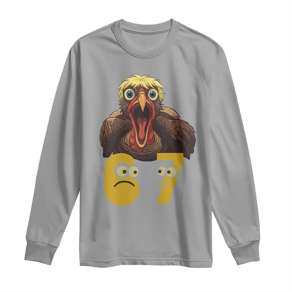 Six Seven Meme Turkey Long Sleeve Shirt Trending Gen Alpha Thanksgiving Gift - Wonder Print Shop