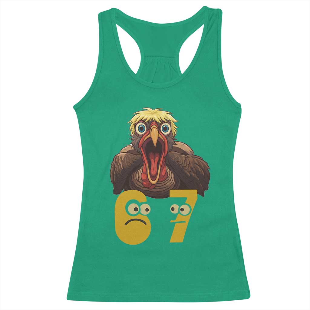 Six Seven Meme Turkey Racerback Tank Top Trending Gen Alpha Thanksgiving Gift - Wonder Print Shop