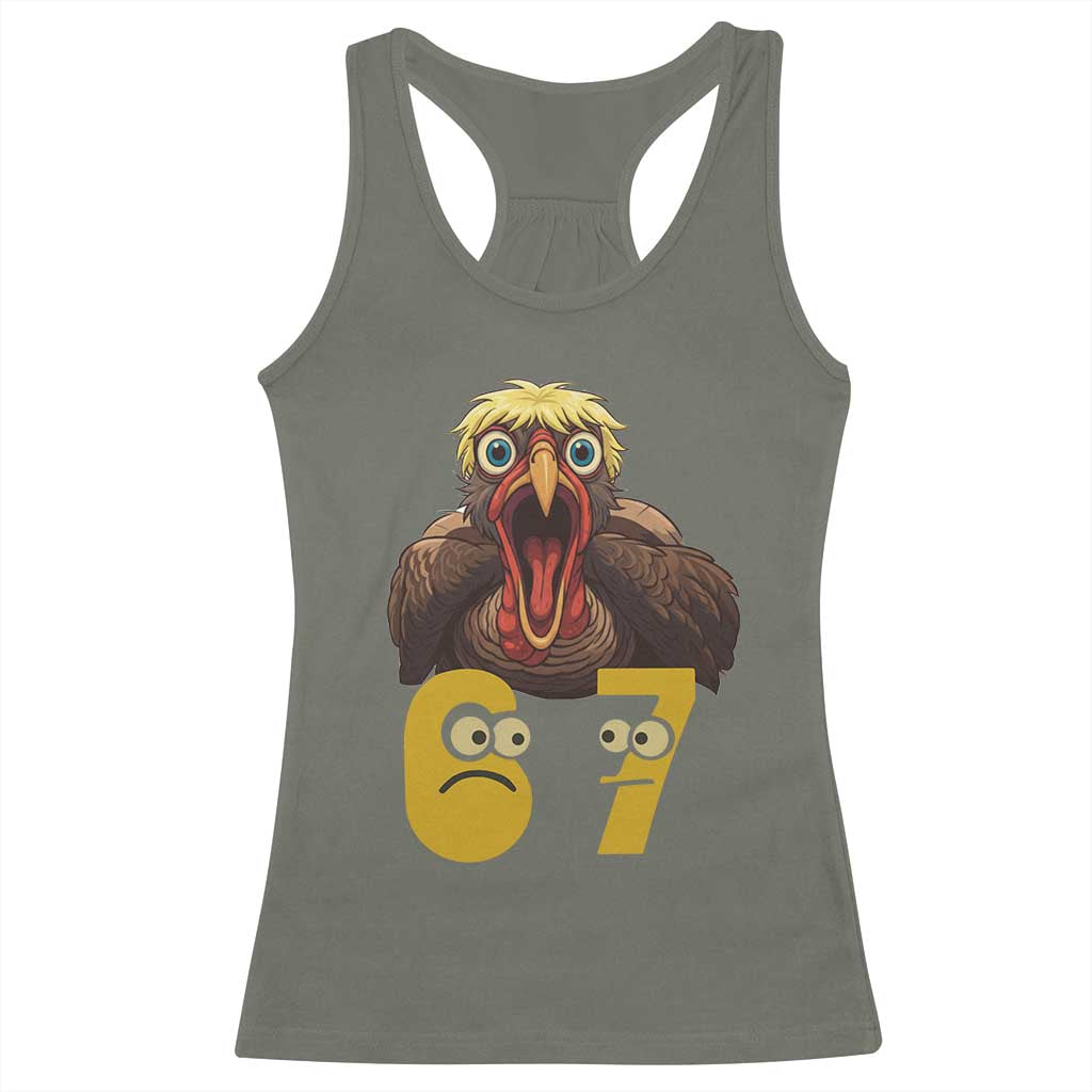Six Seven Meme Turkey Racerback Tank Top Trending Gen Alpha Thanksgiving Gift - Wonder Print Shop