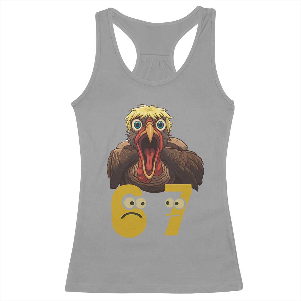 Six Seven Meme Turkey Racerback Tank Top Trending Gen Alpha Thanksgiving Gift - Wonder Print Shop
