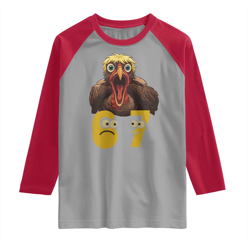 Six Seven Meme Turkey Raglan Shirt Trending Gen Alpha Thanksgiving Gift - Wonder Print Shop