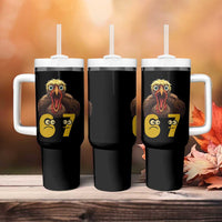 Six Seven Meme Turkey Tumbler With Handle Trending Gen Alpha Thanksgiving Gift - Wonder Print Shop