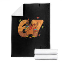 Thanksgiving Turkey Dabbing Throw Blanket Six Seven Meme Trending Gift - Wonder Print Shop