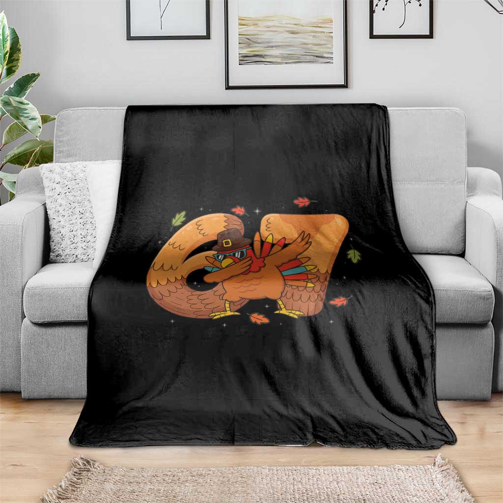 Thanksgiving Turkey Dabbing Throw Blanket Six Seven Meme Trending Gift - Wonder Print Shop