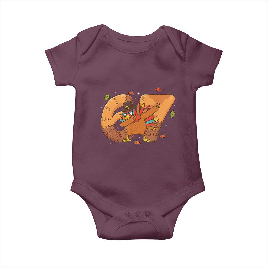 Thanksgiving Turkey Dabbing Baby Onesie Six Seven Meme Trending Gift - Wonder Print Shop