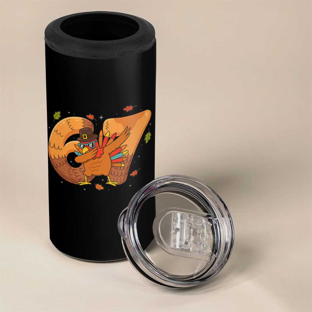 Thanksgiving Turkey Dabbing 4 in 1 Can Cooler Tumbler Six Seven Meme Trending Gift - Wonder Print Shop