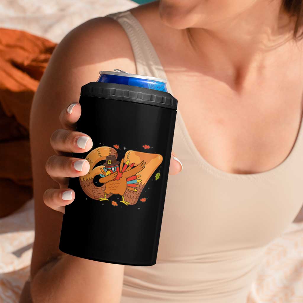 Thanksgiving Turkey Dabbing 4 in 1 Can Cooler Tumbler Six Seven Meme Trending Gift - Wonder Print Shop