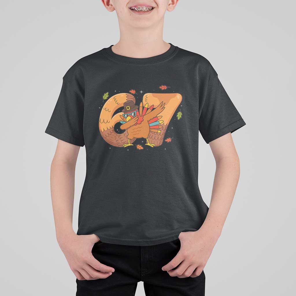 Thanksgiving Turkey Dabbing T Shirt For Kid Six Seven Meme Trending Gift - Wonder Print Shop
