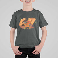 Thanksgiving Turkey Dabbing T Shirt For Kid Six Seven Meme Trending Gift - Wonder Print Shop