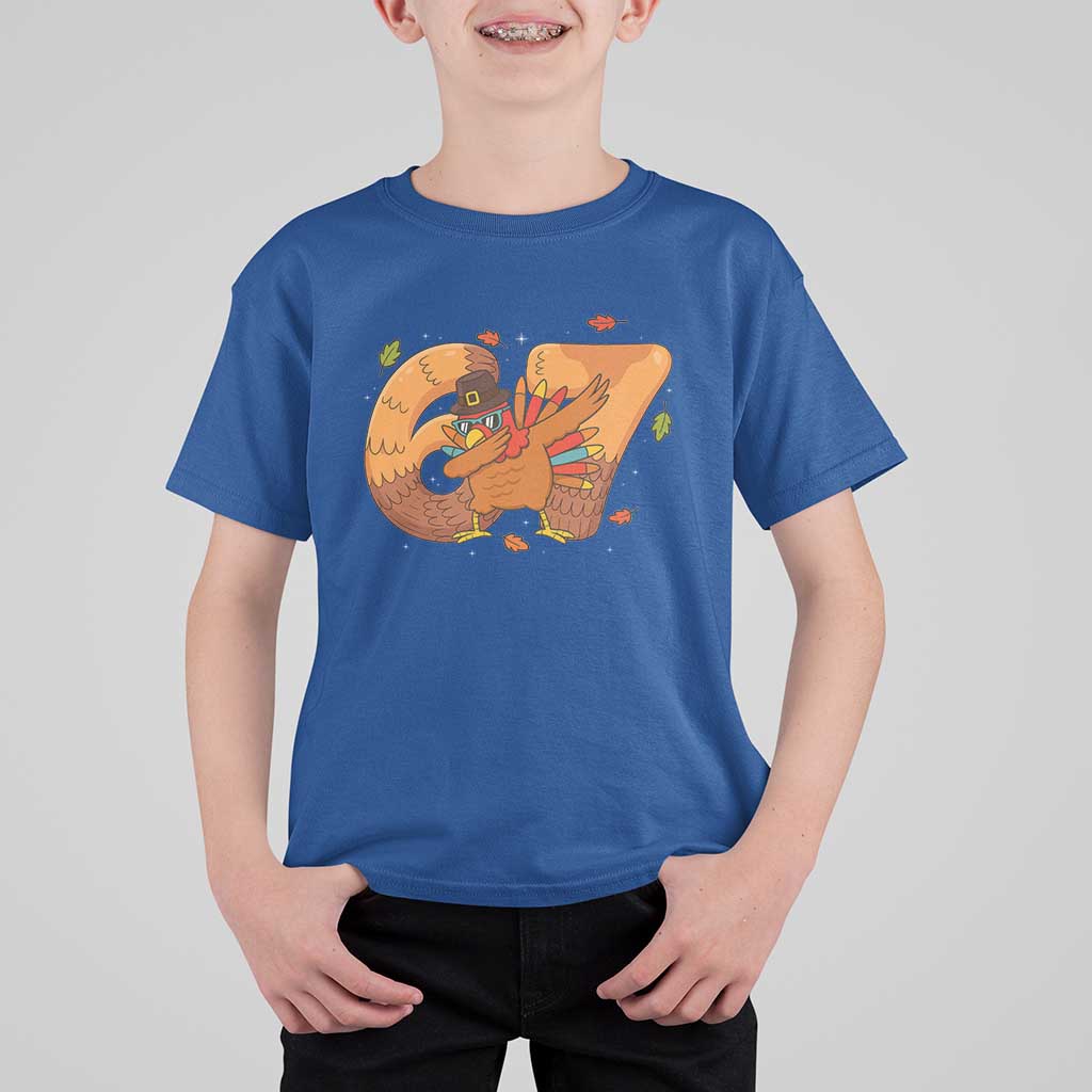Thanksgiving Turkey Dabbing T Shirt For Kid Six Seven Meme Trending Gift - Wonder Print Shop