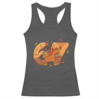 Thanksgiving Turkey Dabbing Racerback Tank Top Six Seven Meme Trending Gift - Wonder Print Shop