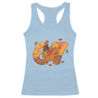 Thanksgiving Turkey Dabbing Racerback Tank Top Six Seven Meme Trending Gift - Wonder Print Shop