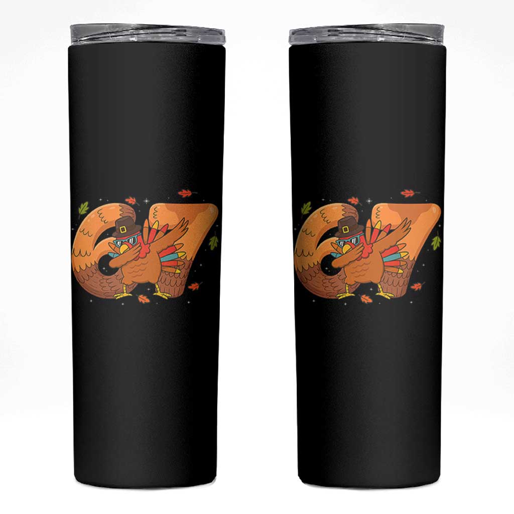 Thanksgiving Turkey Dabbing Skinny Tumbler Six Seven Meme Trending Gift - Wonder Print Shop
