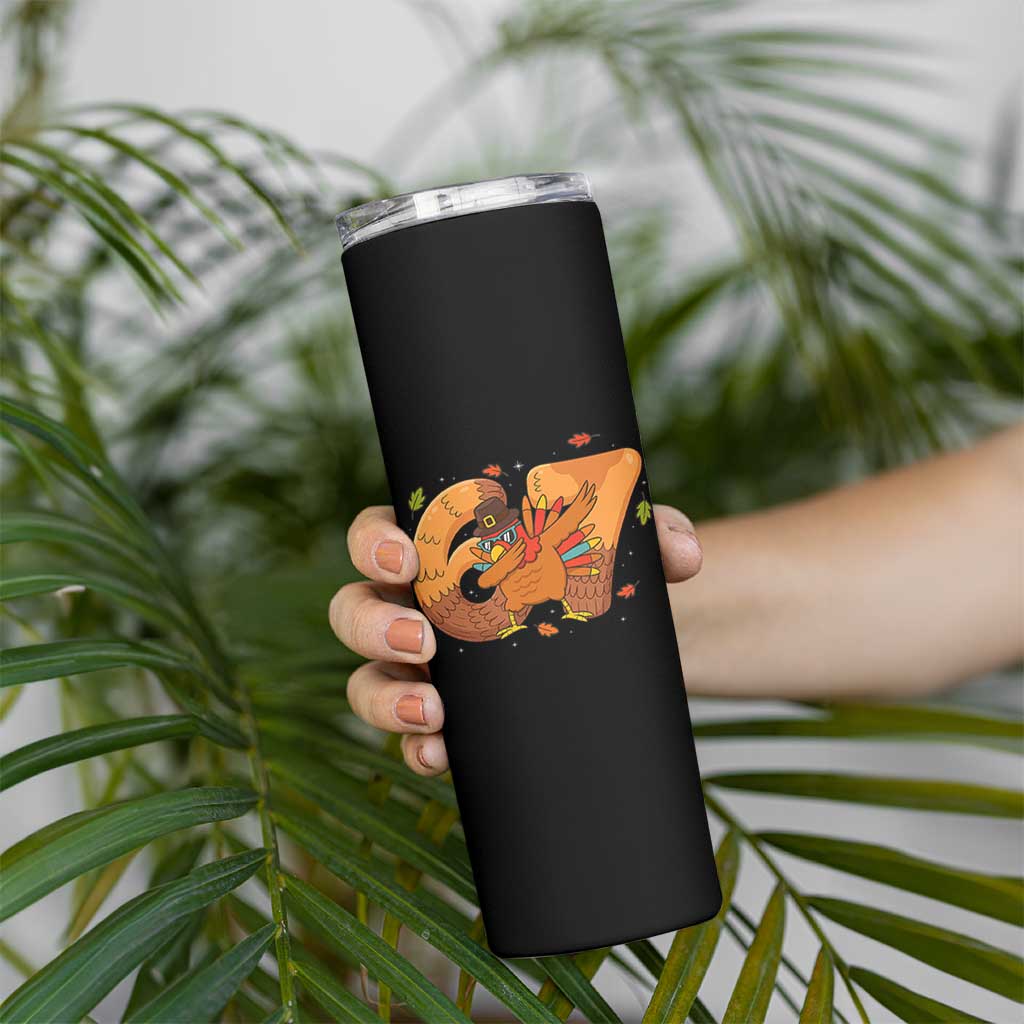 Thanksgiving Turkey Dabbing Skinny Tumbler Six Seven Meme Trending Gift - Wonder Print Shop