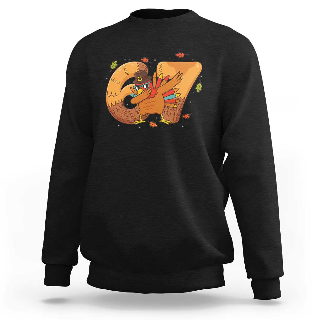 Thanksgiving Turkey Dabbing Sweatshirt Six Seven Meme Trending Gift - Wonder Print Shop