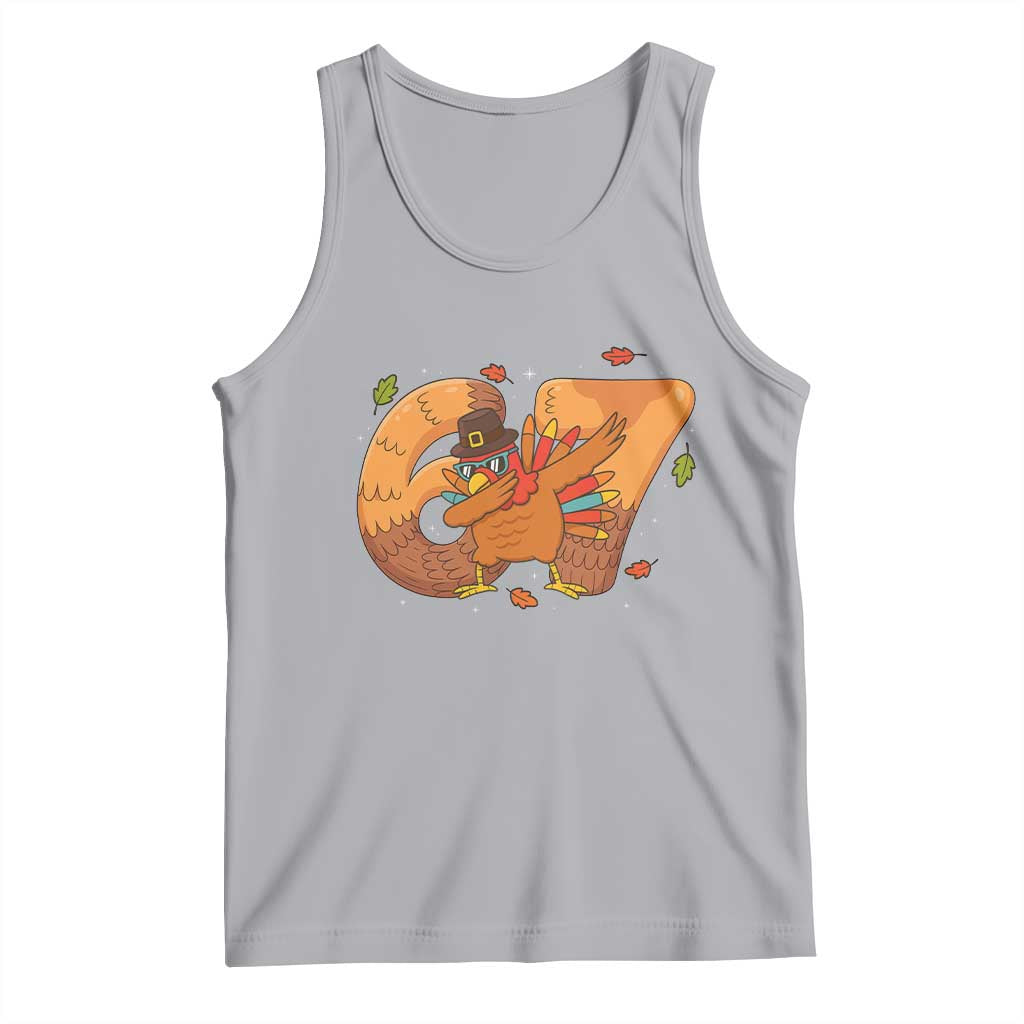 Thanksgiving Turkey Dabbing Tank Top Six Seven Meme Trending Gift - Wonder Print Shop