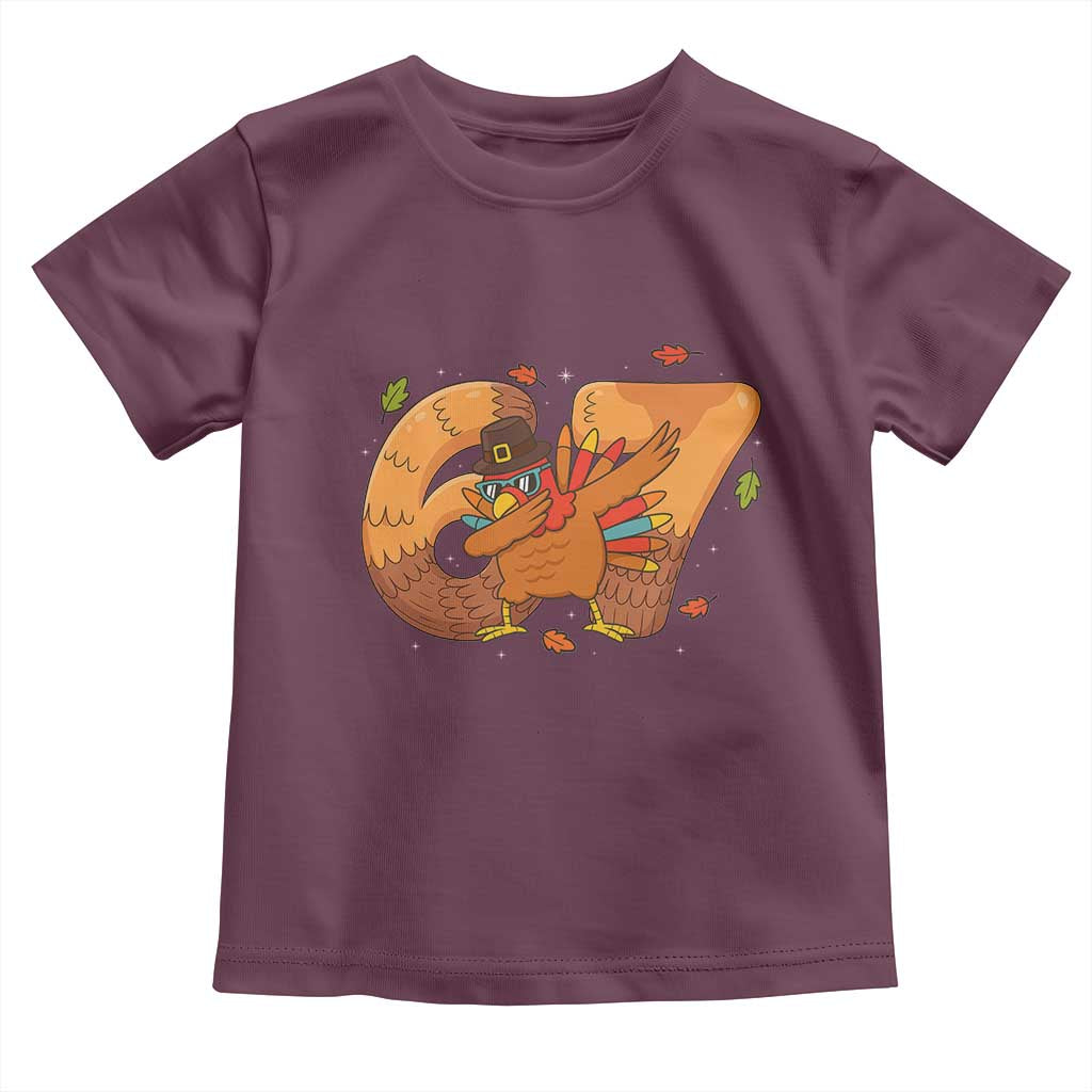 Thanksgiving Turkey Dabbing Toddler T Shirt Six Seven Meme Trending Gift - Wonder Print Shop