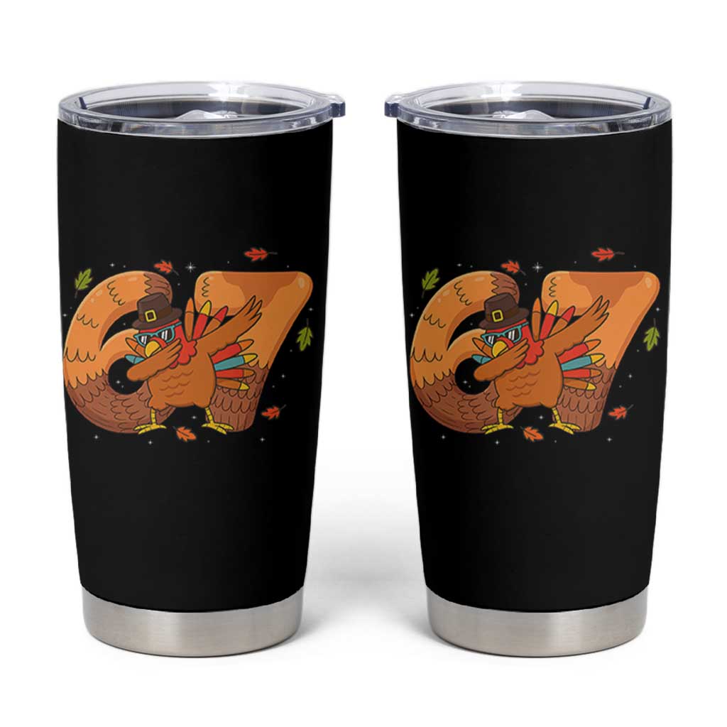 Thanksgiving Turkey Dabbing Tumbler Cup Six Seven Meme Trending Gift - Wonder Print Shop