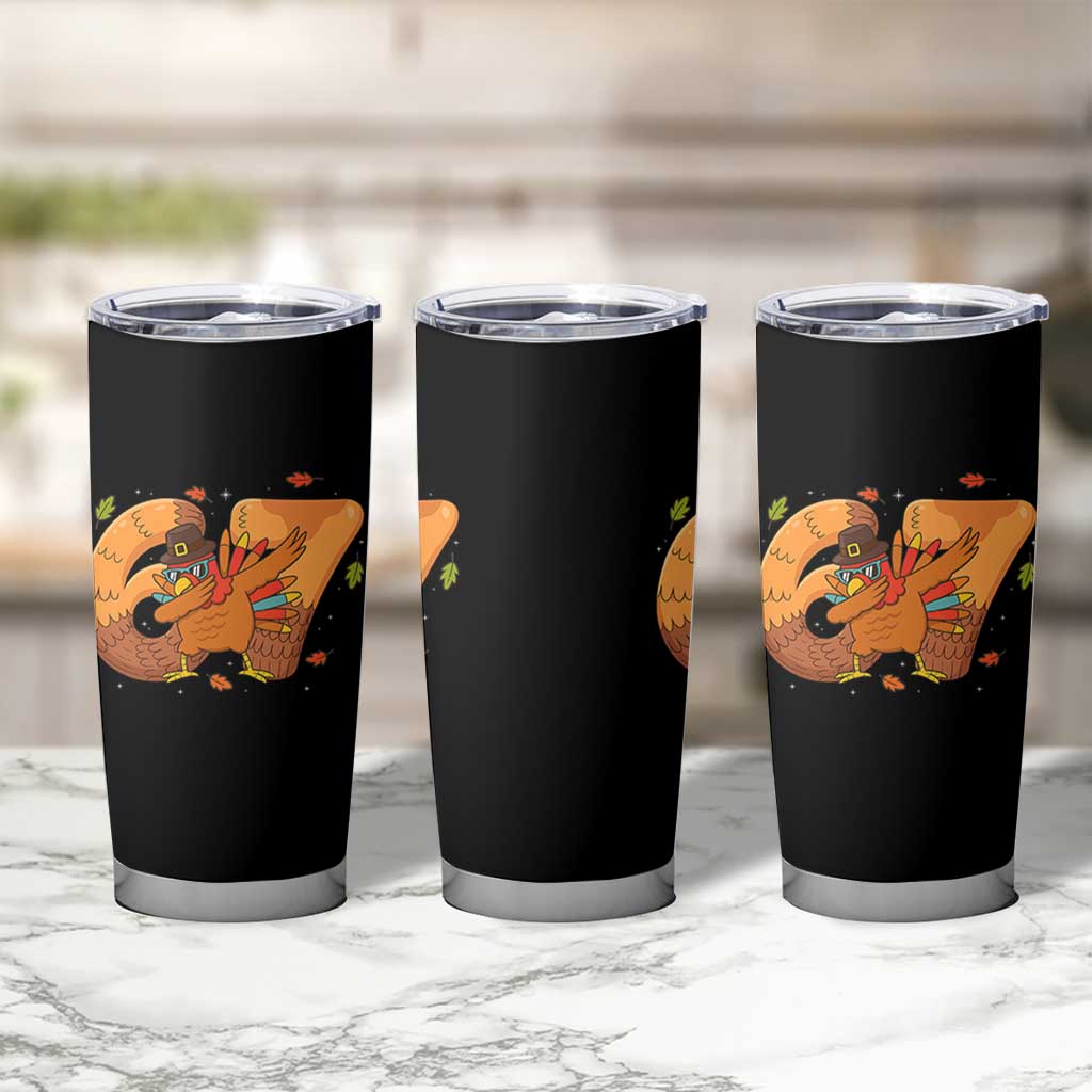 Thanksgiving Turkey Dabbing Tumbler Cup Six Seven Meme Trending Gift - Wonder Print Shop