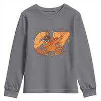 Thanksgiving Turkey Dabbing Youth Sweatshirt Six Seven Meme Trending Gift - Wonder Print Shop