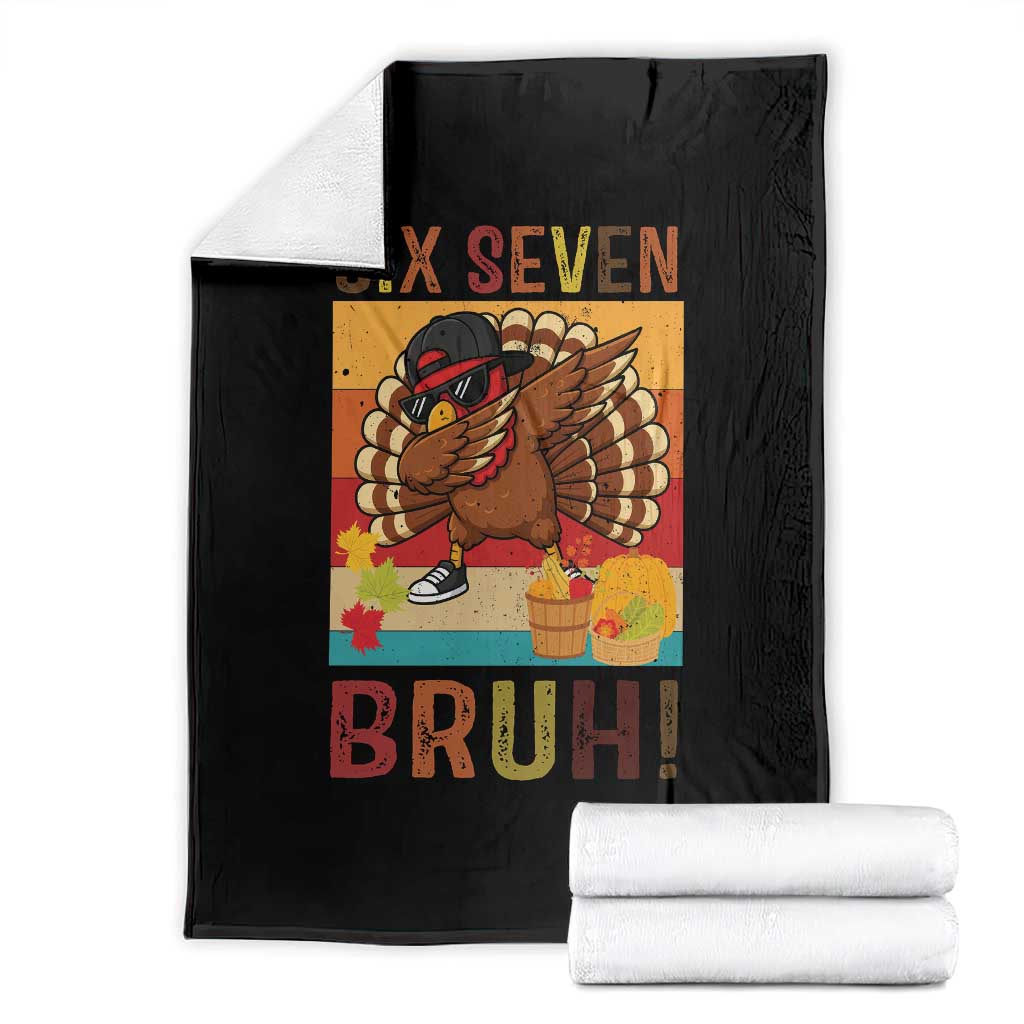 Six Seven Meme Turkey Dabbing Throw Blanket Funny Thanksgiving Gift - Wonder Print Shop