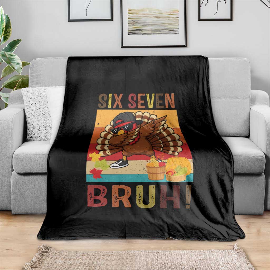 Six Seven Meme Turkey Dabbing Throw Blanket Funny Thanksgiving Gift - Wonder Print Shop