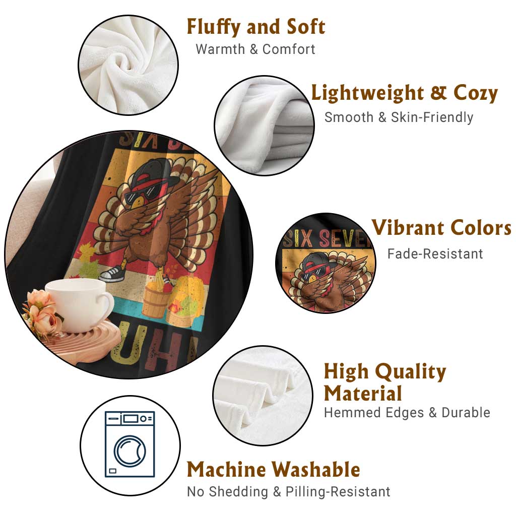 Six Seven Meme Turkey Dabbing Throw Blanket Funny Thanksgiving Gift - Wonder Print Shop