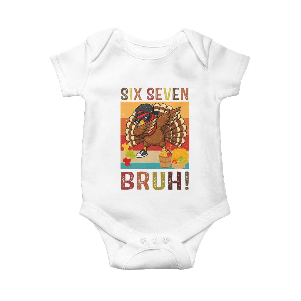 Six Seven Meme Turkey Dabbing Baby Onesie Funny Thanksgiving Gift - Wonder Print Shop