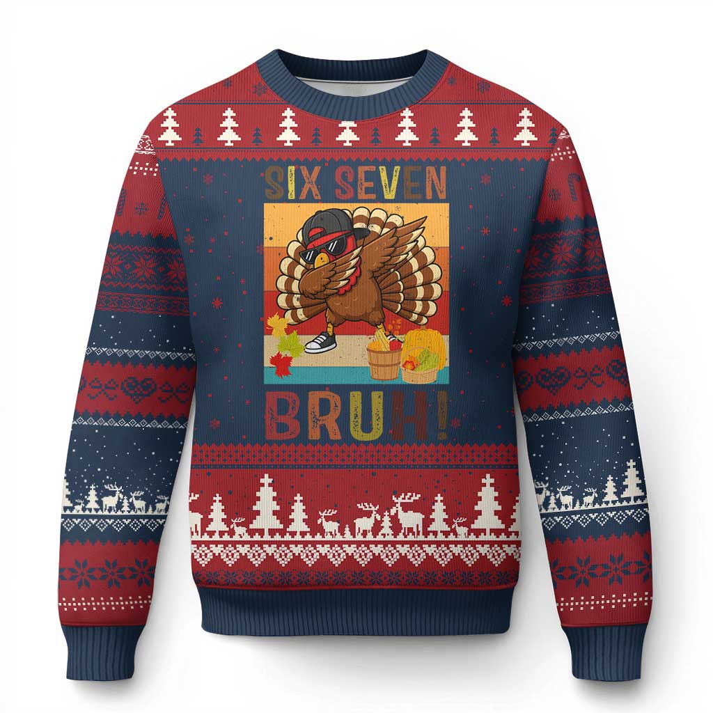 Six Seven Meme Turkey Dabbing Ugly Christmas Sweater Funny Thanksgiving Gift - Wonder Print Shop