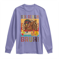 Six Seven Meme Turkey Dabbing Long Sleeve Shirt Funny Thanksgiving Gift - Wonder Print Shop