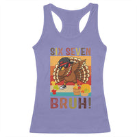 Six Seven Meme Turkey Dabbing Racerback Tank Top Funny Thanksgiving Gift - Wonder Print Shop