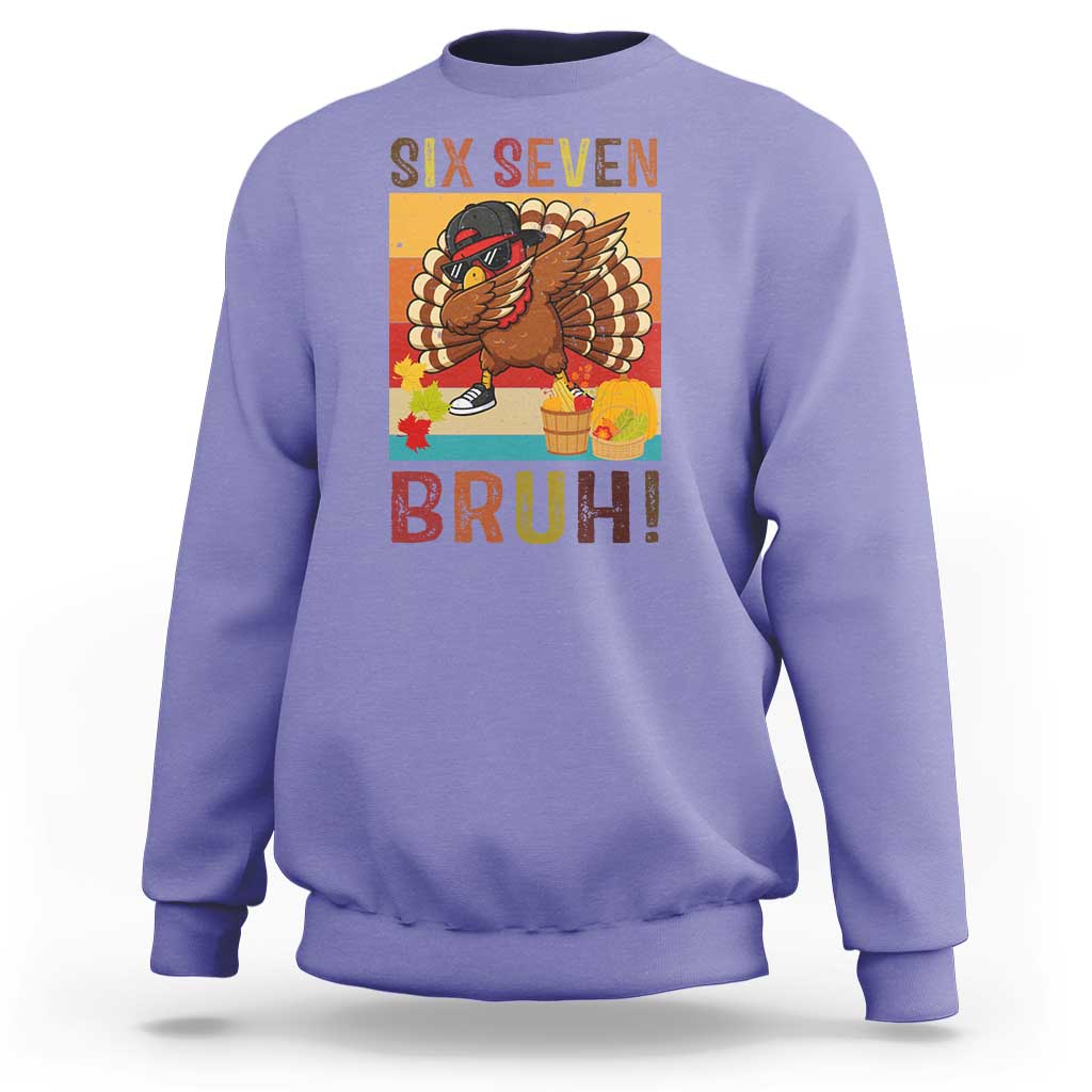 Six Seven Meme Turkey Dabbing Sweatshirt Funny Thanksgiving Gift - Wonder Print Shop