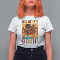 Six Seven Meme Turkey Dabbing T Shirt For Women Funny Thanksgiving Gift - Wonder Print Shop