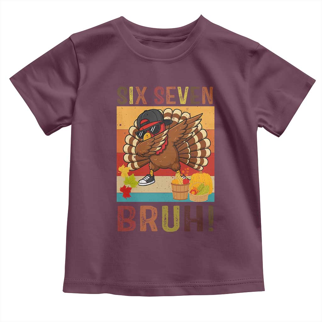 Six Seven Meme Turkey Dabbing Toddler T Shirt Funny Thanksgiving Gift - Wonder Print Shop