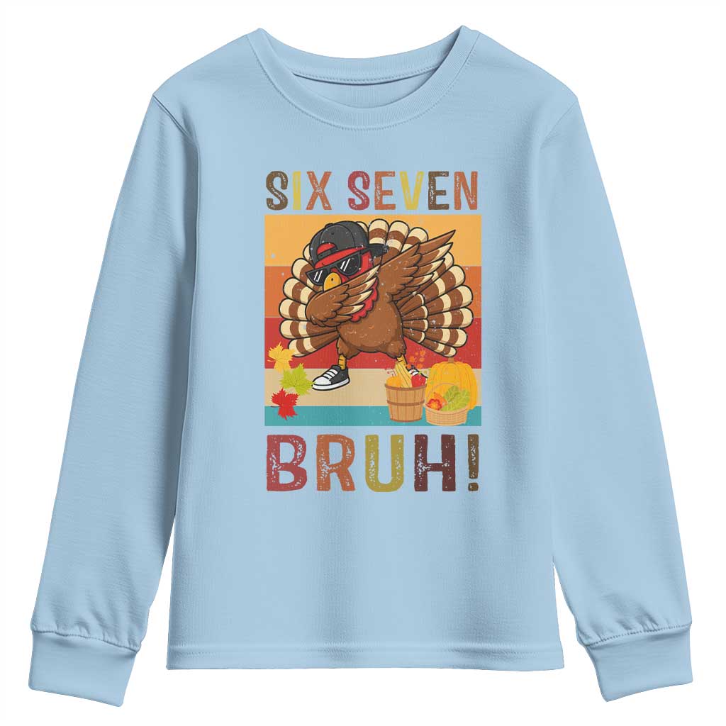 Six Seven Meme Turkey Dabbing Youth Sweatshirt Funny Thanksgiving Gift - Wonder Print Shop