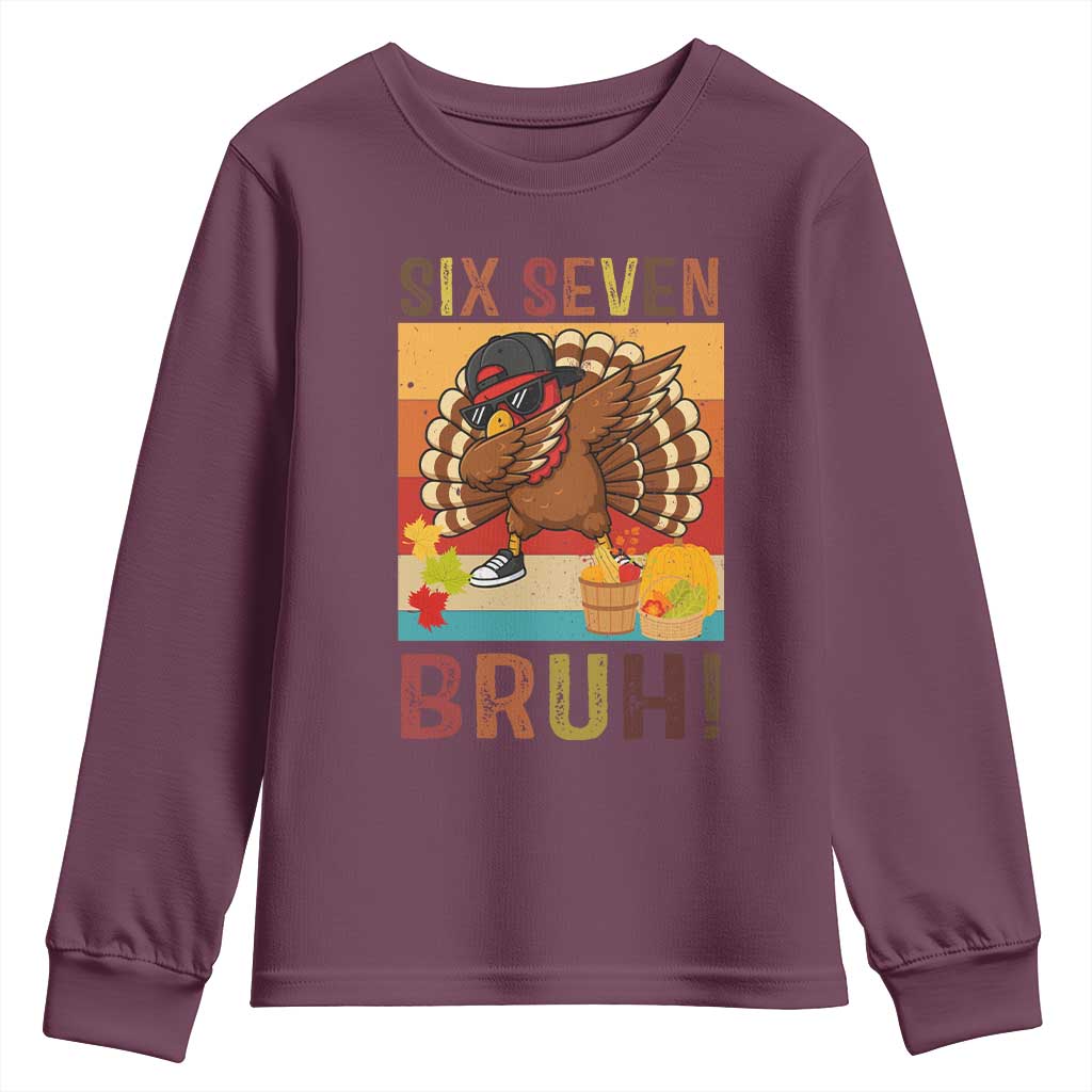 Six Seven Meme Turkey Dabbing Youth Sweatshirt Funny Thanksgiving Gift - Wonder Print Shop