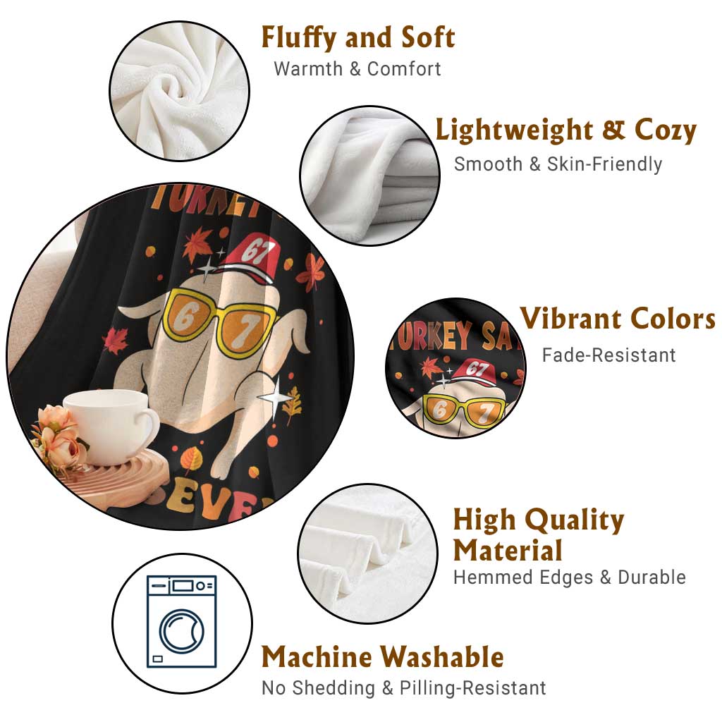 Turkey Says Six Seven Throw Blanket Funny Thanksgiving Meme Gift - Wonder Print Shop