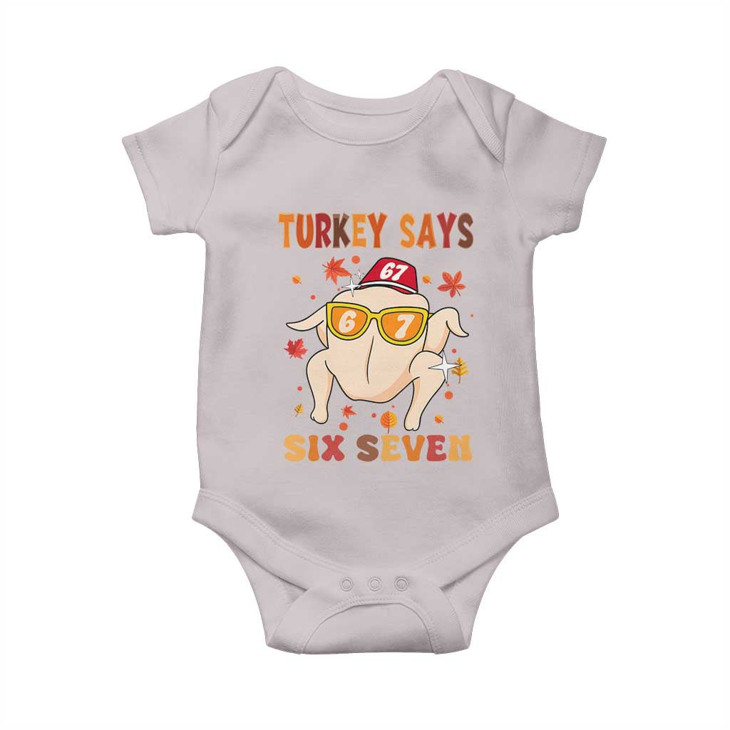 Turkey Says Six Seven Baby Onesie Funny Thanksgiving Meme Gift - Wonder Print Shop