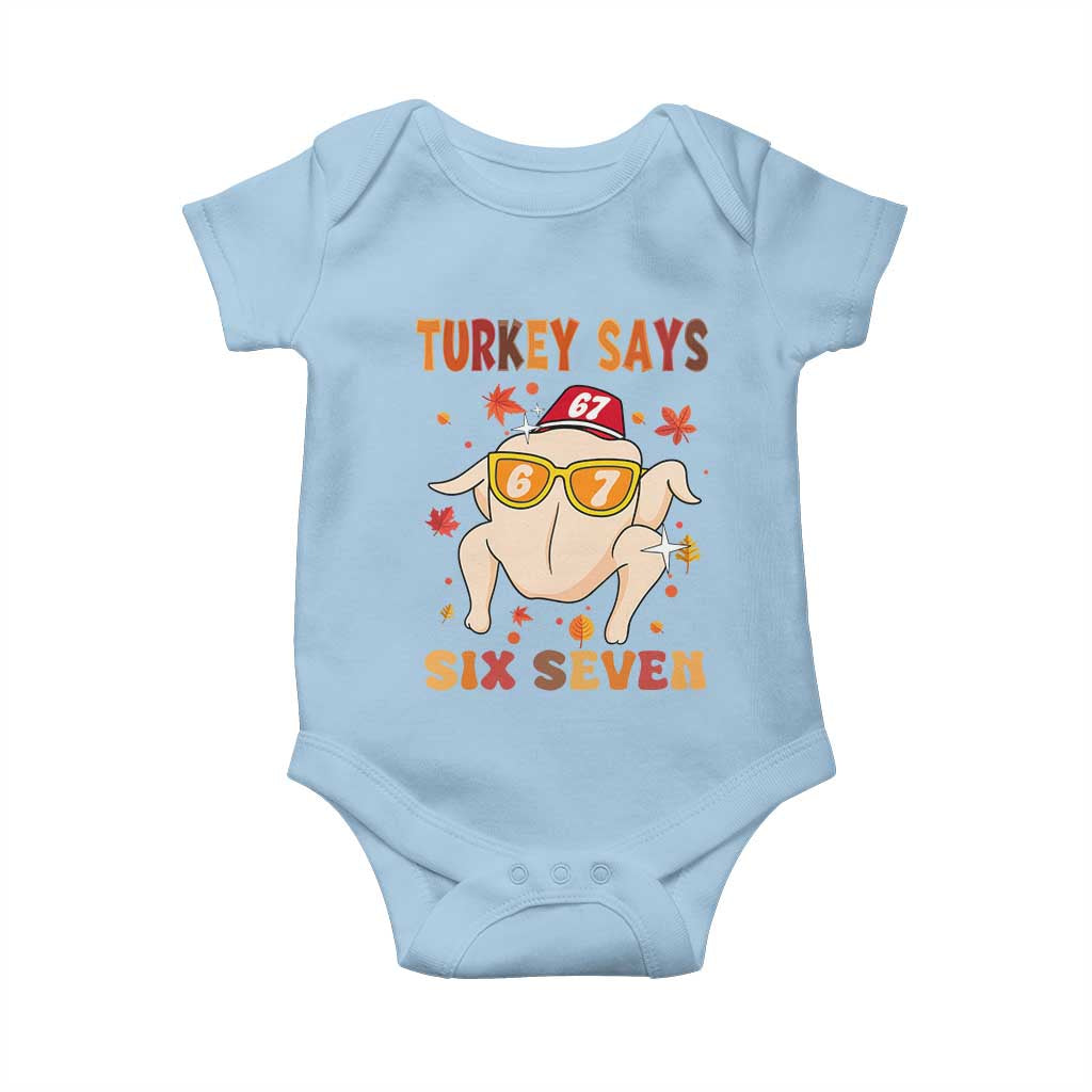 Turkey Says Six Seven Baby Onesie Funny Thanksgiving Meme Gift - Wonder Print Shop