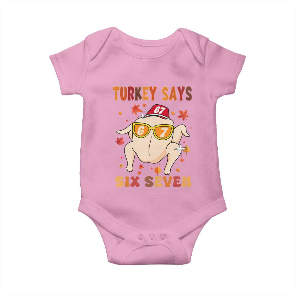 Turkey Says Six Seven Baby Onesie Funny Thanksgiving Meme Gift - Wonder Print Shop